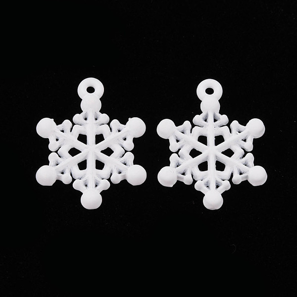 

PandaHall Spray Painted Alloy Pendants, Cadmium Free & Lead Free, Snowflake, White, 20.5x15.5x2.5mm, Hole: 1.2mm Alloy Snowflake White