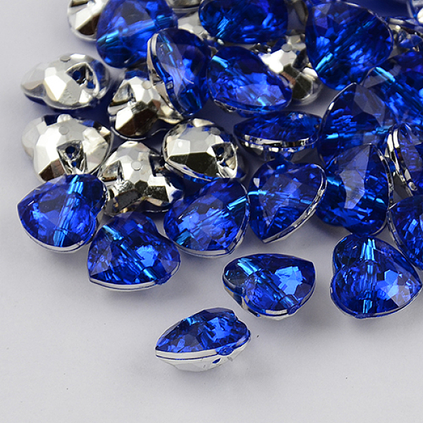 

PandaHall 1-Hole Taiwan Acrylic Rhinestone Heart Buttons, Faceted & Silver Plated Pointed Back, Blue, 30x30x12mm, Hole: 2mm Acrylic...
