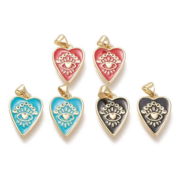 

PandaHall Brass Enamel Pendants, Real 18K Gold Plated, Heart with Eye, Mixed Color, 18.5x12.5x1.6mm, Hole: 3.5x5mm Brass+Enamel Heart..., Multicolor