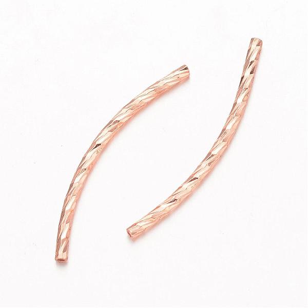 

PandaHall Curved Brass Tube Beads, Real Rose Gold Plated, 30x1.5mm, Hole: 1mm Brass Tube