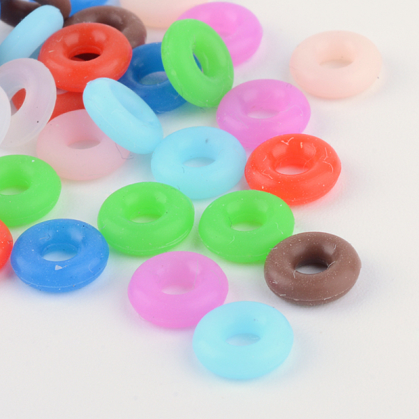 

PandaHall Rubber O Rings, Donut Spacer Beads, Fit European Clip Stopper Beads, Mixed Color, 2mm Synthetic Rubber Donut Multicolor