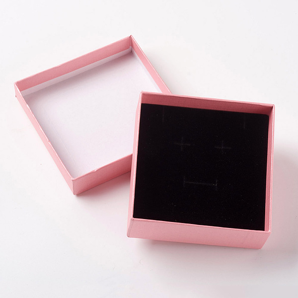 

PandaHall Cardboard Jewelry Boxes, with Sponge Pad Inside, Square, for Anniversaries, Weddings, Birthdays, Pink, 9x9x3cm Paper Square Pink
