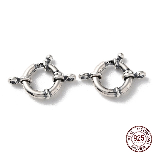 

PandaHall 925 Thailand Sterling Silver Large Spring Ring Clasps, with 925 Stamp, Antique Silver, 24x14x2.8mm, Hole: 2.5mm Sterling Silver...