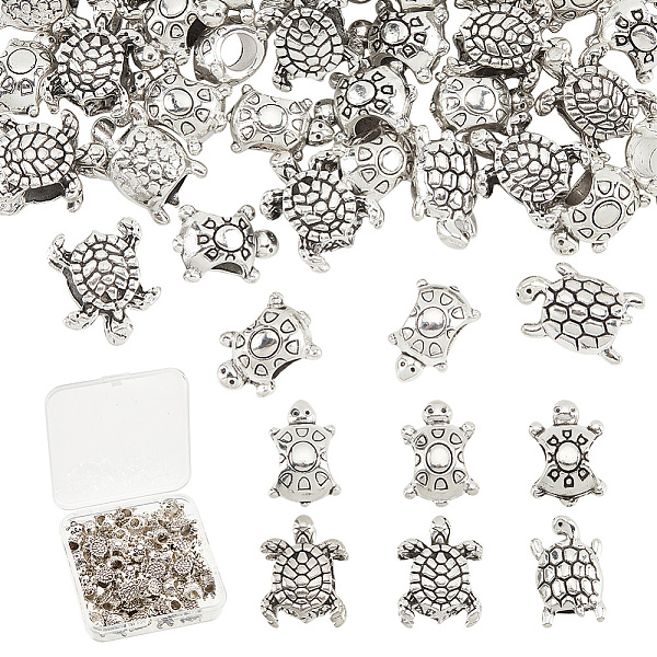 

PandaHall ARRICRAFT 60pcs 6 style Alloy European Beads, Large Hole Beads, Tortoise, Antique Silver, 12~16x8~12x7~10mm, Hole: 4.5~5.5mm...