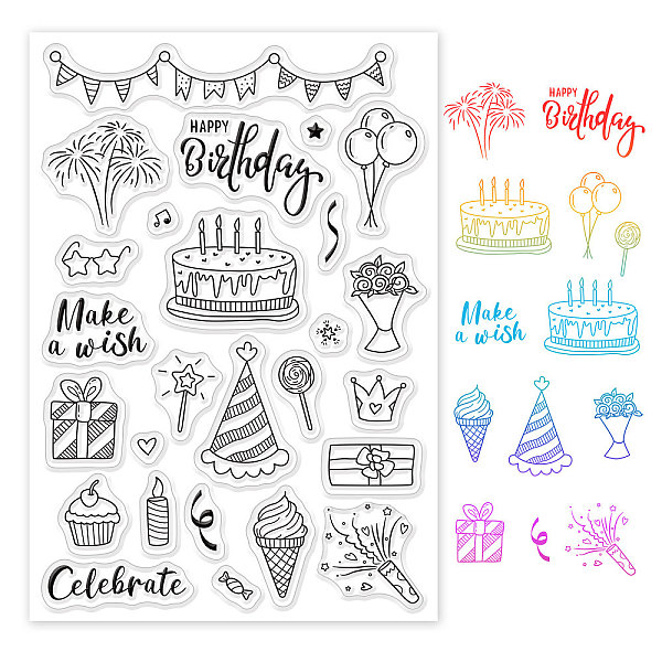 

PandaHall PVC Plastic Stamps, for DIY Scrapbooking, Photo Album Decorative, Cards Making, Stamp Sheets, Birthday Themed Pattern, 16x11x0.3cm...