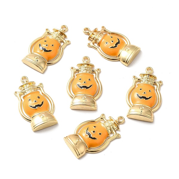 

PandaHall Alloy Enamel Pendants, Halloween Pumpkin Jack-O'-Lantern, Golden, 30x16.5x4mm, Hole: 1.5mm Alloy+Enamel Lantern Orange