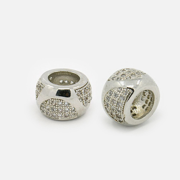 

PandaHall Brass Micro Pave Cubic Zirconia Beads, Rondelle, Platinum, 10x7mm, Hole: 6mm Brass+Cubic Zirconia Rondelle