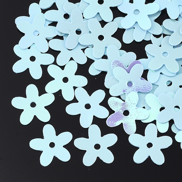 

PandaHall Ornament Accessories, PVC Plastic Paillette/Sequins Beads, Flower, Light Sky Blue, 9.5~10x10x0.4mm, Hole: 1.2mm, about...