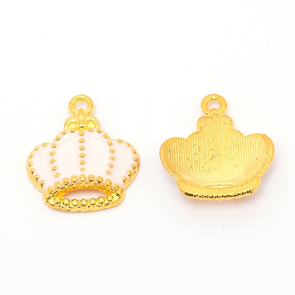 

PandaHall Golden Plated Zinc Alloy Enamel Pendants, Crown, Cadmium Free & Lead Free, White, 18x16x3.5mm, Hole: 1.2mm Alloy+Enamel Crown...