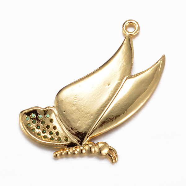

PandaHall Brass Micro Pave Cubic Zirconia Pendants, with Enamel, Butterfly, Golden, Medium Aquamarine, 22.5x22x2mm, Hole: 1mm Brass+Cubic..., Green