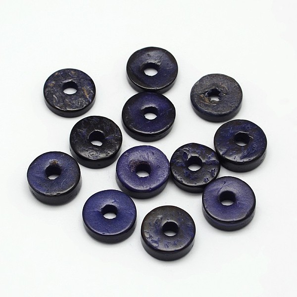 

PandaHall Dyed Donut Coconut Beads, DarkSlate Blue, 9x2~5mm, Hole: 2mm, about 1612pcs/500g Coconut Donut Blue