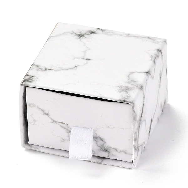 

PandaHall Square Paper Drawer Box, with Black Sponge & Polyester Rope, Marble Pattern, for Bracelet and Rings, WhiteSmoke, 5.2x5.05x3.4cm..., White