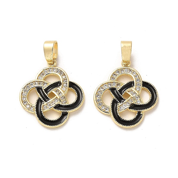 

PandaHall Brass Micro Pave Cubic Zirconia Pendants, with Enamel, Long-Lasting Plated, Clover, Golden, 19x16.5x2.5mm, Hole: 5x3mm Brass+Cubic..., Clear
