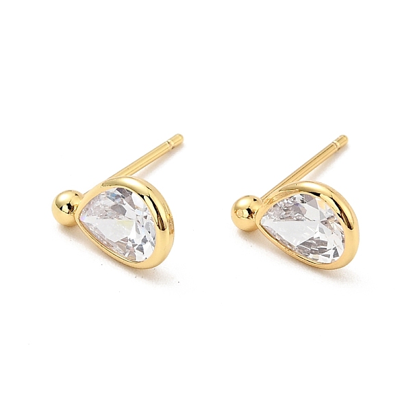 

PandaHall Clear Cubic Zirconia Teardrop Stud Earrings, Brass Jewelry for Women, Cadmium Free & Nickel Free & Lead Free, Real 18K Gold Plated...