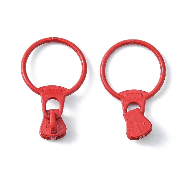 

PandaHall Alloy Zipper, with Resin Puller, Round, Cadmium Free & Lead Free, Crimson, 37mm, ring: 31.5x23.5x1.5mm, zipper puller..., Pink