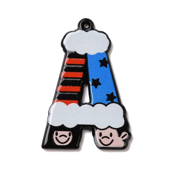 

PandaHall Circus Theme Printed Acrylic Pendants, Joker, Letter Charm, Letter A, 35x23x2mm, Hole: 1.2mm Acrylic Letter A