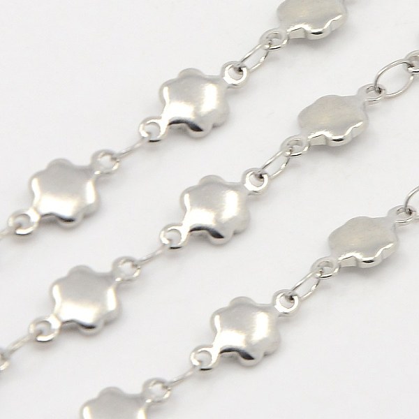 

PandaHall 304 Stainless Steel Link Chains, Decorative Chains, Soldered, with Flower Connector, Stainless Steel Color, 5x1.8mm 304 Stainless...