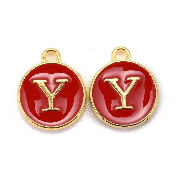 

PandaHall Golden Plated Alloy Enamel Charms, Cadmium Free & Lead Free, Enamelled Sequins, Flat Round, Red, Letter.Y, 14x12x2mm, Hole: 1.5mm...