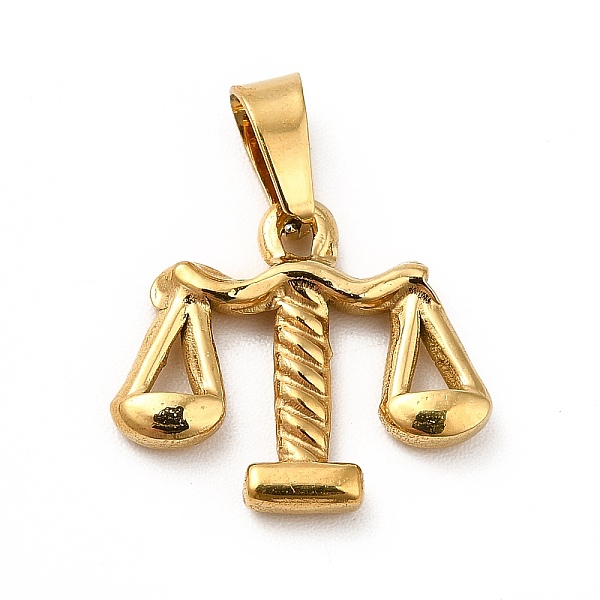 

PandaHall Vacuum Plating 201 Stainless Steel Pendants, Balance, Golden, 14x16x2.5mm, Hole: 5x3mm 201 Stainless Steel Others