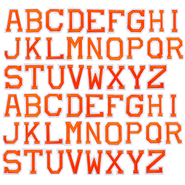

PandaHall GORGECRAFT 52Pcs Iron on Letter Patches, A-Z Alphabet Applique Patches with Ironed Adhesive Decorative Patches for Clothing Hats..., Orange