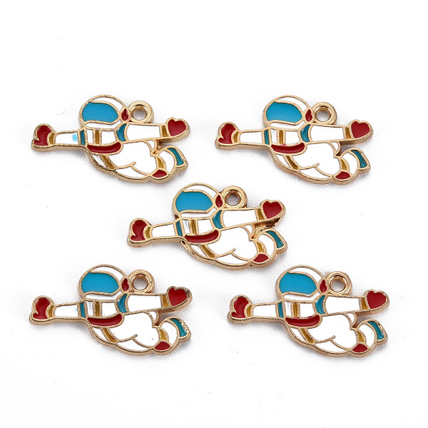 

PandaHall Alloy Enamel Charms, Cadmium Free & Nickel Free & Lead Free, Spaceman, Light Gold, White, 13x22x1mm, Hole: 1.6mm Alloy+Enamel...