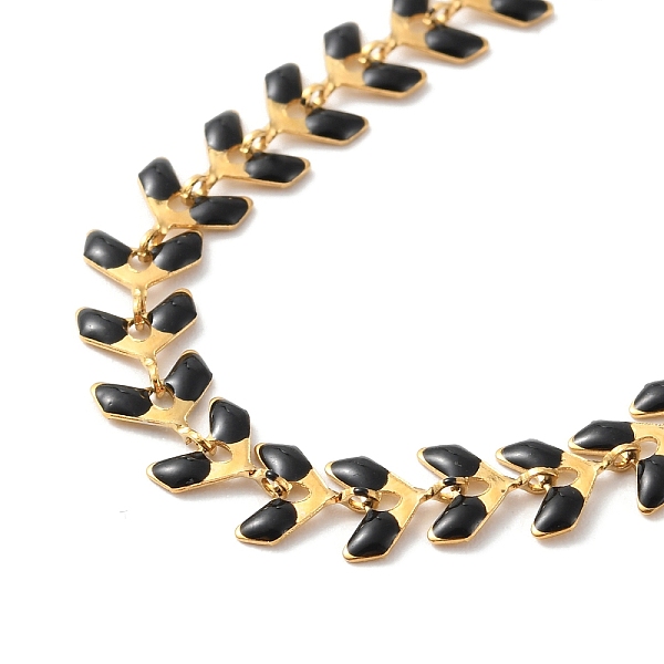 

PandaHall Enamel Ear of Wheat Link Chains Bracelet, Vacuum Plating 304 Stainless Steel Jewelry for Women, Black, 6-7/8 inch(17.6cm) 304...