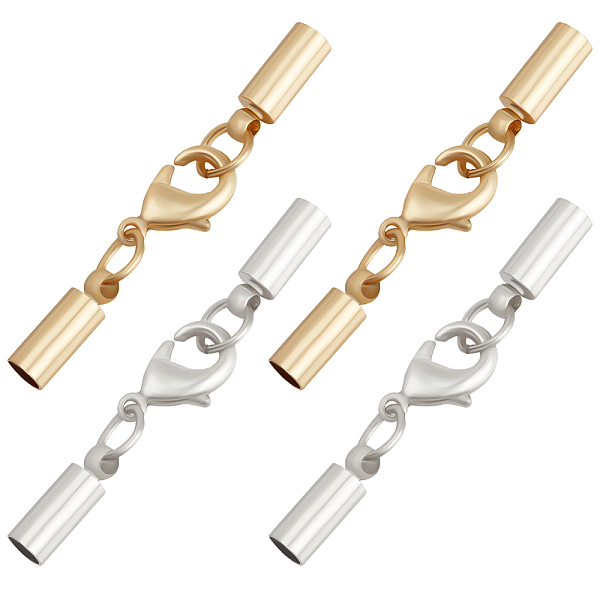 

PandaHall Beebeecraft 20 Sets 2 Colors Brass Lobster Claw Clasps, with Cord Ends, Long-Lasting Plated, Mixed Color, 39mm, Cord End: 12x4mm...