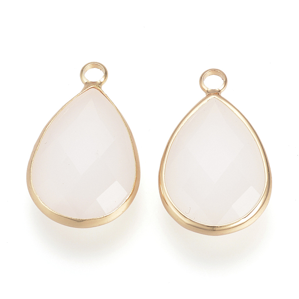 

PandaHall Glass Pendants, with Brass Findings, Faceted, Teardrop, Lavender Blush, 18x10.5x4.5mm, Hole: 2mm Brass+Glass Teardrop Pink
