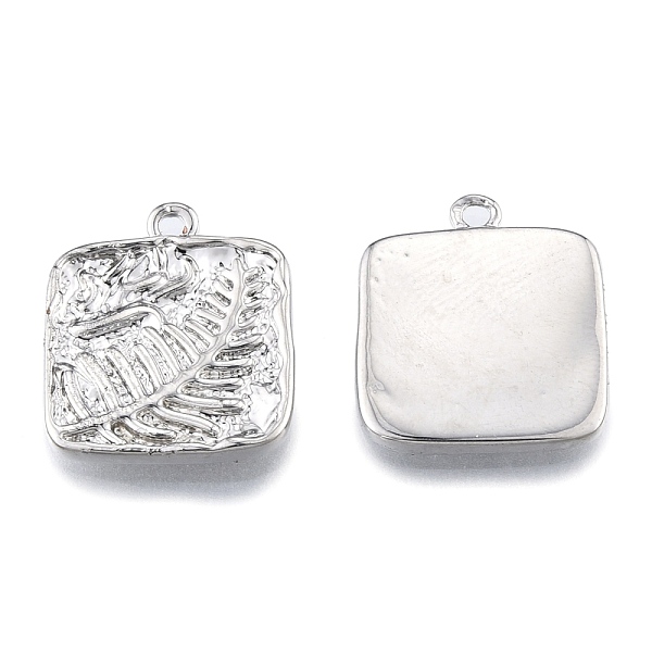 

PandaHall Brass Pendants, Cadmium Free & Nickel Free & Lead Free, Textured, Square with Wheat, Platinum, 16x14x2mm, Hole: 1.2mm Brass Square