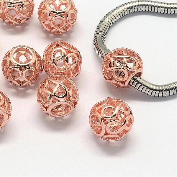

PandaHall Alloy European Beads, Large Hole Beads, Rondelle, Hollow, Rose Gold, 11x9.5mm, Hole: 5mm Alloy Rondelle
