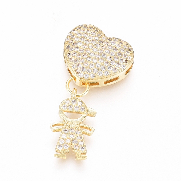 

PandaHall Brass Micro Pave Clear Cubic Zirconia Pendants, Long-Lasting Plated, Heart & Boy, Golden, 13x15x6mm, Hole: 4x1mm, Boy: 16x9x1.5mm...