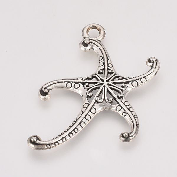 

PandaHall Tibetan Style Alloy Pendants, Starfish/Sea Stars, Cadmium Free & Nickel Free & Lead Free, Antique Silver, 45x29x3mm, Hole: 2.5mm...