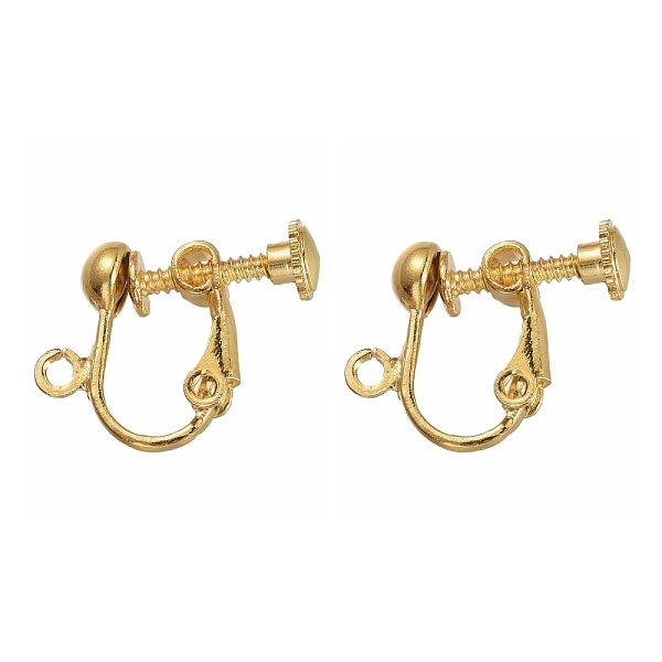 

PandaHall Brass Clip-on Earring Findingsfor non-pierced Ears, with Loop, Golden, Nickel Free, about 13.5mm wide, 17mm long, 5mm thick, Hole...