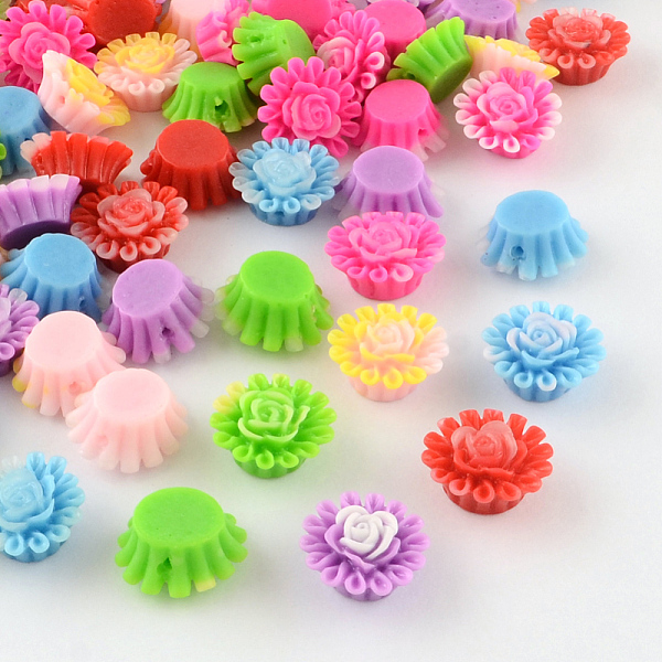 

PandaHall Resin Beads, Flower, Mixed Color, 14x14x7mm, Hole: 1mm Resin Flower Multicolor
