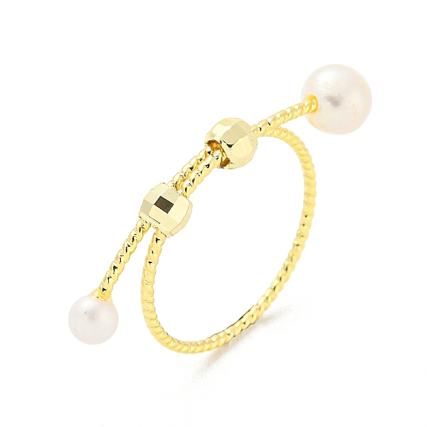 

PandaHall Brass Finger Ring, with Natural Pearl, Real 14K Gold Plated, US Size 8 1/2(18.5mm) Pearl Round