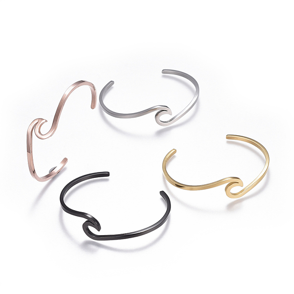 

PandaHall 304 Stainless Steel Cuff Bangles, Mixed Color, 2-1/4 inchx1-3/4 inch(5.65x4.6cm) 304 Stainless Steel