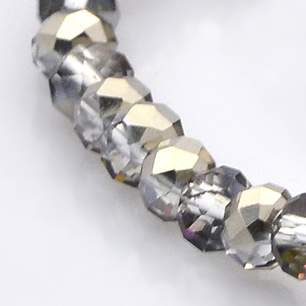 

PandaHall Half Plated Faceted Rondelle Electroplate Glass Beads Strands, Silver Plated, 4x3mm, Hole: 1mm, about 120pcs/strand, 16 inch Glass...