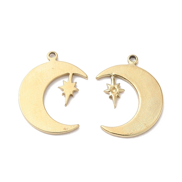 

PandaHall Ion Plating(IP) 316L Surgical Stainless Steel Pendants, Moon with Star Charm, Real 18K Gold Plated, 18x13x1.4mm, Hole: 1mm 316L...