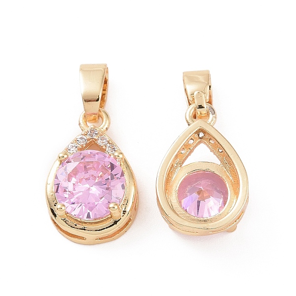 

PandaHall Brass Micro Pave Cubic Zirconia Charms, Teardrop, Clear & Pink, Real 18K Gold Plated, 14x9x5mm, Hole: 3x5.5mm Brass+Cubic Zirconia...