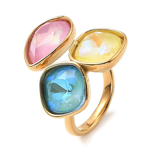 

PandaHall Teardrop & Square Glass Open Cuff Rings, Real 18K Gold Plated 304 Stainless Steel Ring, Colorful, US Size 7 1/4(17.5mm) Glass...