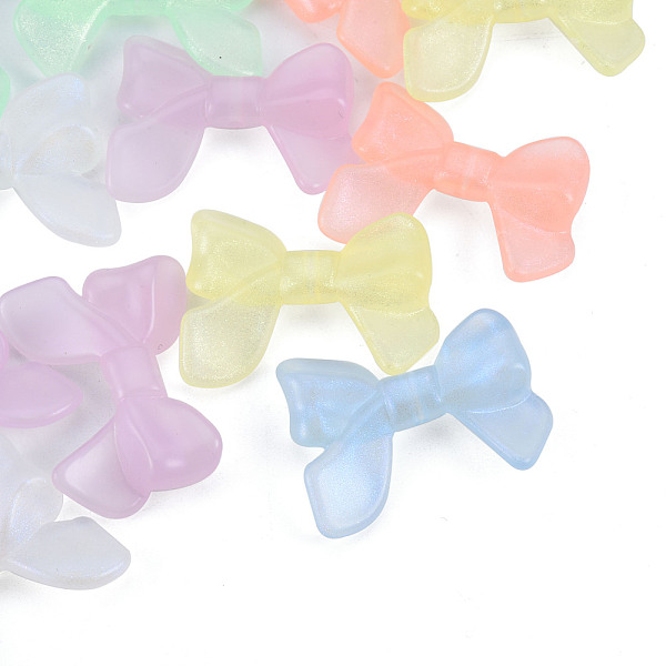 

PandaHall Transparent Luminous Acrylic Beads, with Glitter Powder, Glow in the Dark, Bowknot, Mixed Color, 24x32x8mm, Hole: 2mm, about..., Multicolor