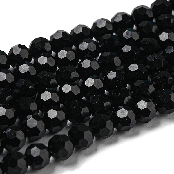 

PandaHall Opaque Glass Beads Stands, Faceted(32 Facets), Round, Black, 6mm, Hole: 1mm, about 98pcs/strand, 20.47''(52cm) Glass Round Black