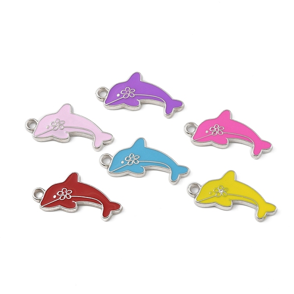 

PandaHall CCB Plastic Enamel Pendants, Platinum, Dolphin Charms, Mixed Color, 36x19x2.5mm, Hole: 2.5mm Plastic Dolphin Multicolor