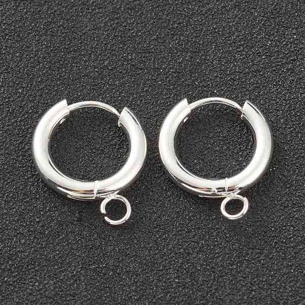 

PandaHall 201 Stainless Steel Huggie Hoop Earring Findings, with Horizontal Loop and 316 Surgical Stainless Steel Pin, Silver, 18x15x2.5mm...