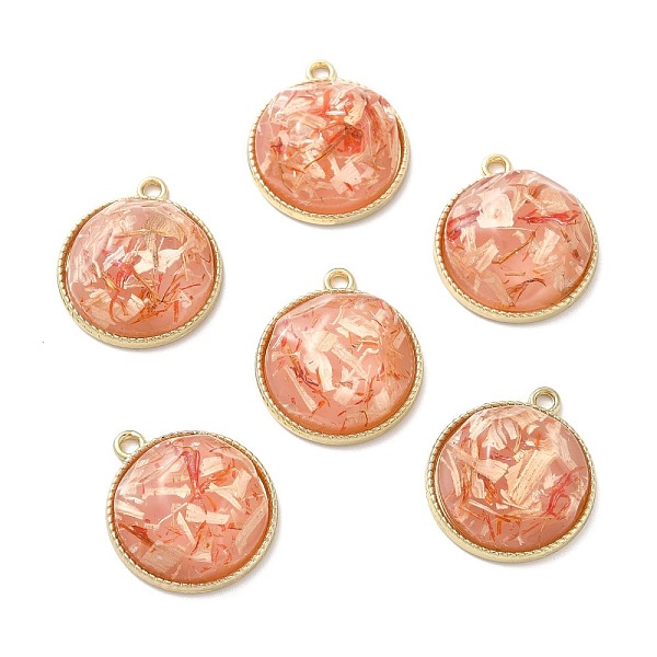 

PandaHall Resin Shell Pendants, with Alloy Findings, Half Round, Light Salmon, 25.5x22x9mm, Hole: 2mm Alloy+Resin Half Round