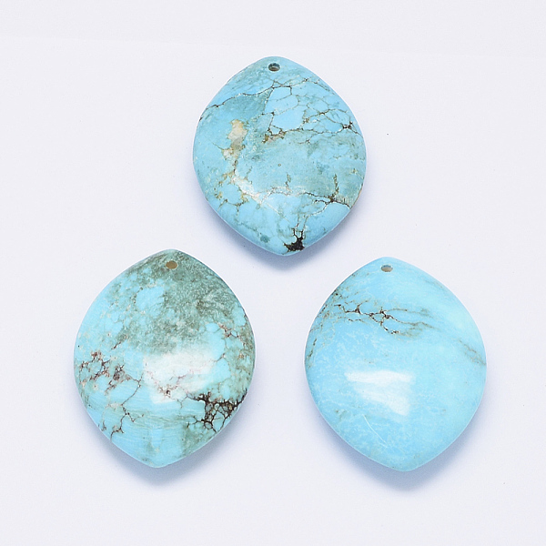 

PandaHall Natural Howlite Pendants, Horse Eye, Dyed & Heated, 39~40x30x11mm, Hole: 2mm Howlite Horse Eye Cyan
