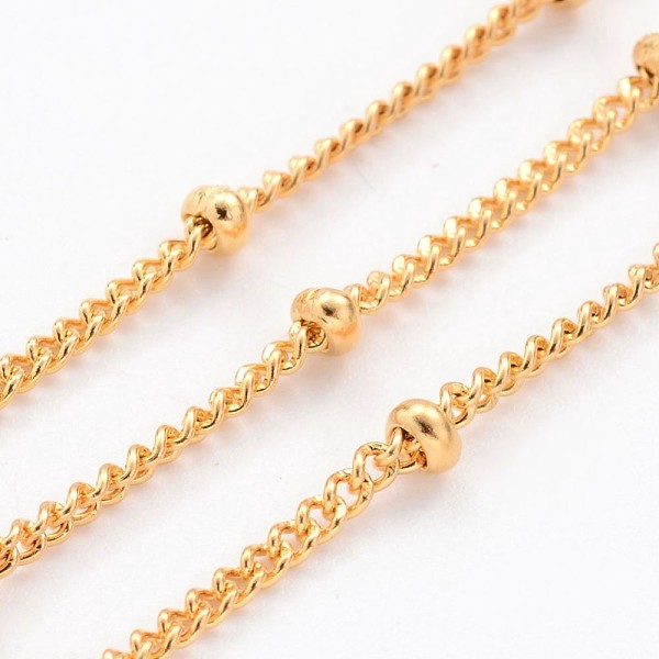 

PandaHall 304 Stainless Steel Twisted Chains, Curb Chains, Soldered, Satellite Chains, with Spool, Rondelle Beads, Golden, 2x1mm, about...