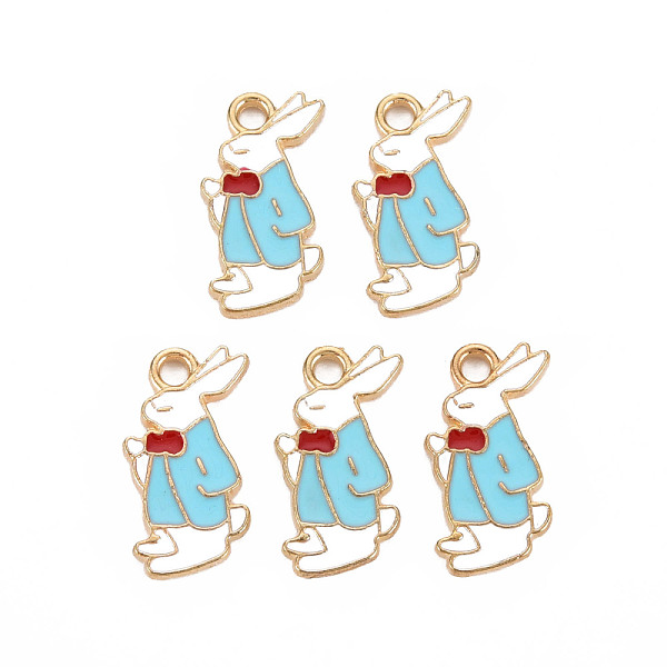

PandaHall Alloy Enamel Pendants, Cadmium Free & Lead Free, Light Gold, Rabbit, Light Sky Blue, 16.5x10x1.5mm, Hole: 1.8mm Alloy+Enamel...