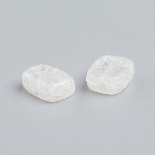 

PandaHall Natural Crackle Quartz Beads, Rounded Rectangle, 7.5x5.5~6x2.5~3mm, Hole: 0.8mm Crackle Quartz Rectangle