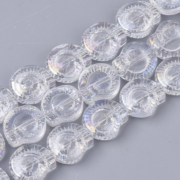 

PandaHall Electroplate Glass Beads Strands, AB Color Plated, Spiral Shell Shape, Clear AB, 12x11.5x4.5mm, Hole: 1mm, about 50~51pcs/Strand..., White